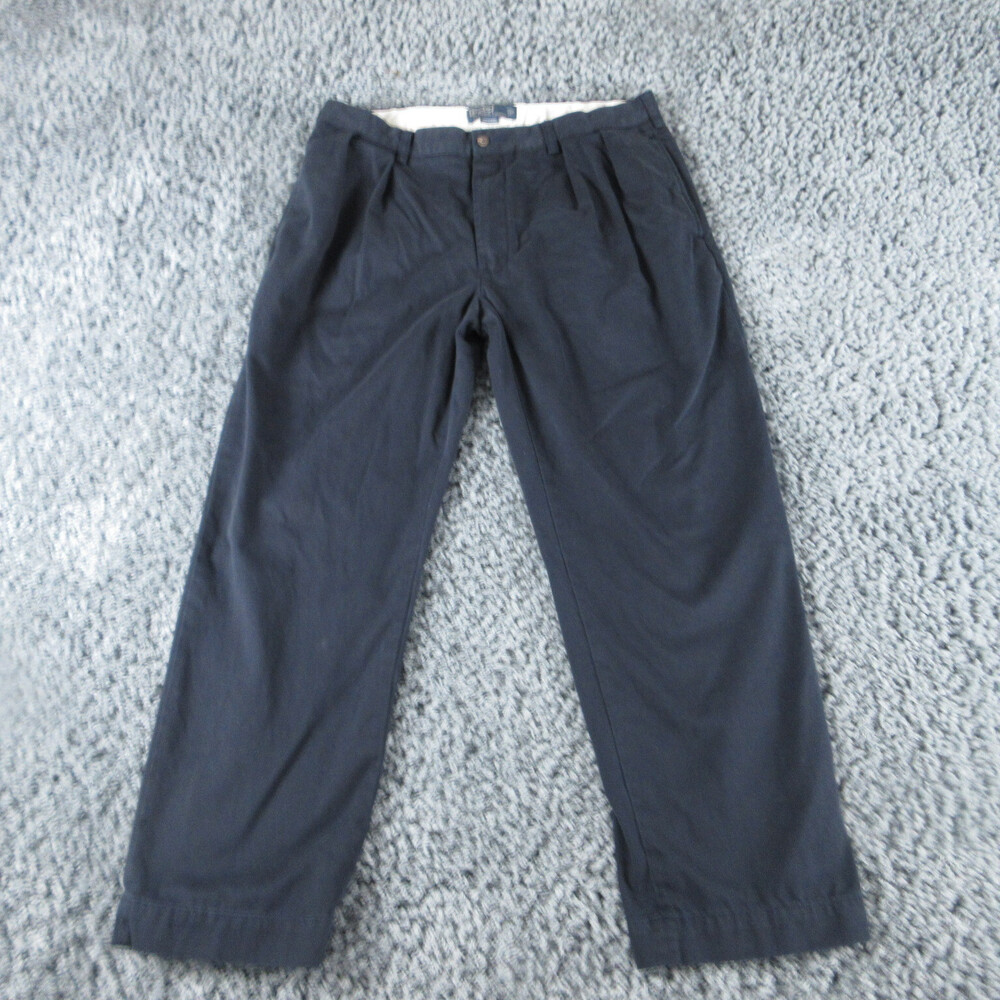 Polo Ralph Lauren Pants Mens 36x30 Bluee Ethan Pleated Chino 35x28*